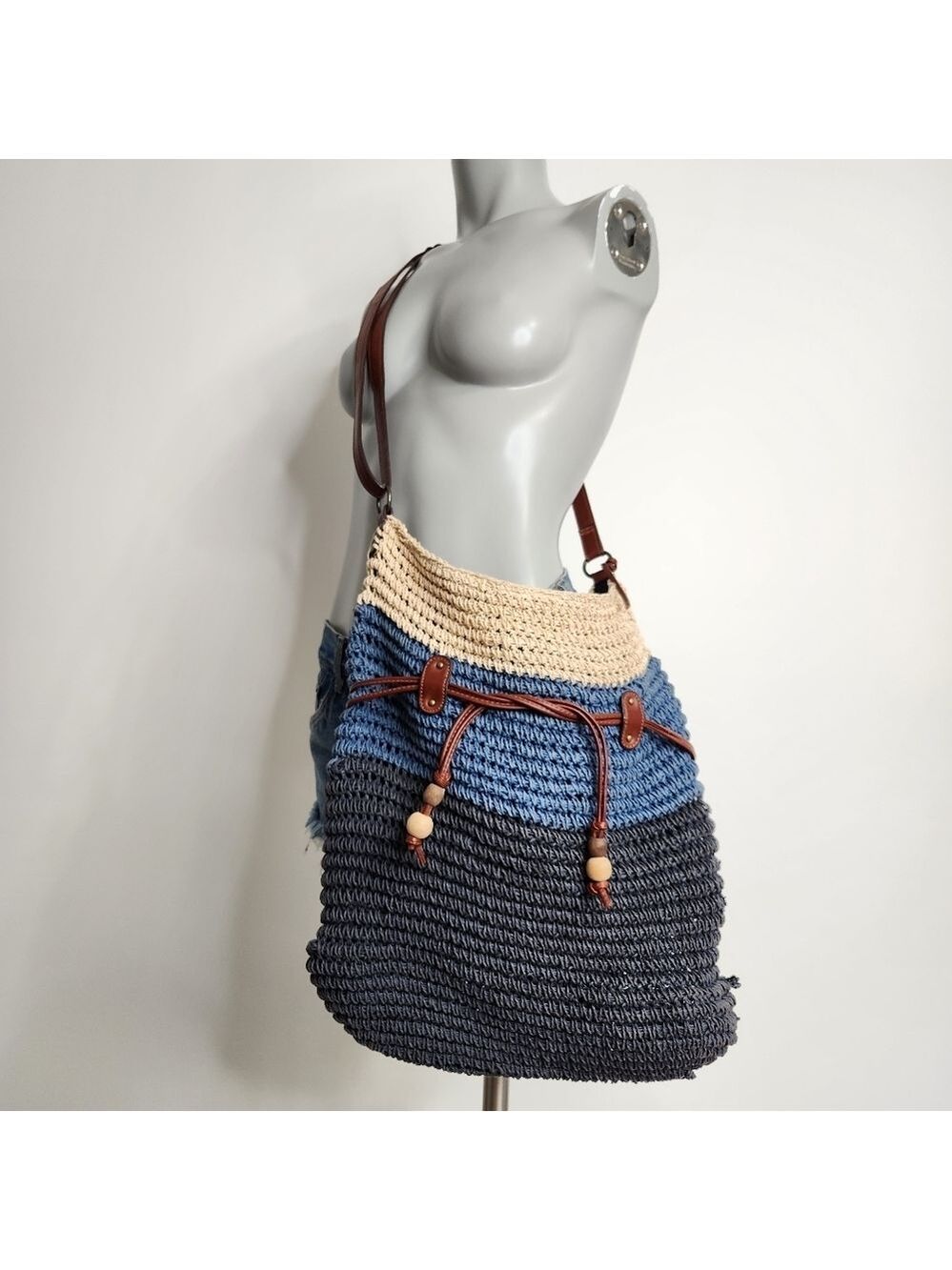 Lucky Brand Horizontal Stripe Paper Beach Tote Bag - Picture 3 of 16